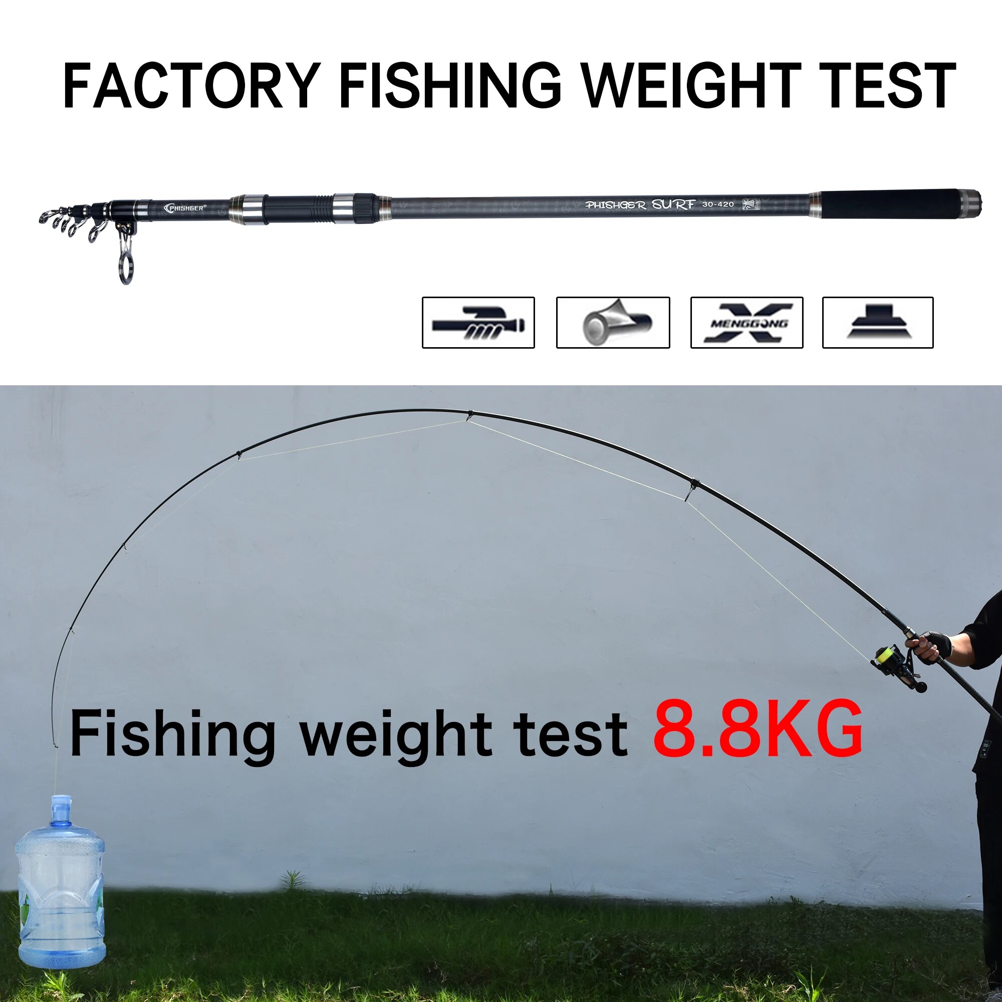 PHISHGER تلسكوبي تصفح الغزل قض - مراجعة Surf Fishing Equipment وسعره
